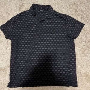 Express Black and Gray Patterned Polo Shirt